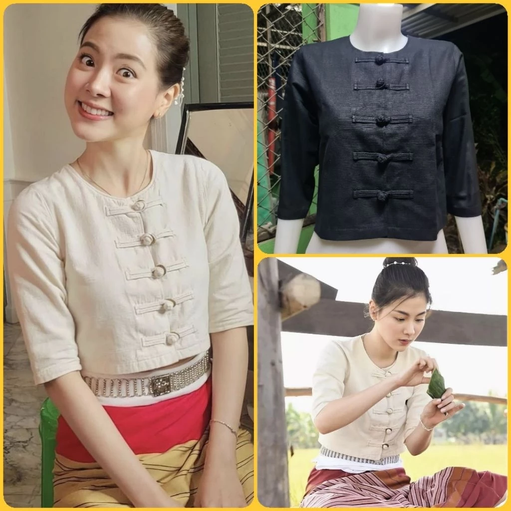 เสื้อผ้าฝ้ายพื้นเมืองกาสะลอง สะบันงา ไซส์ 32-44 แบบที่ใบเฟิร์นใส่