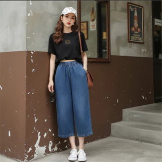 1746NEWSIZE/S-12XL [มี6สีไห้เลือก] กางเกงยีนส์7ส่วนสีกรมฟอกทรงสวยผ้าไม่หนาใส่สบายสไตล์เกาหลีน่ารักพร้อมส่ง