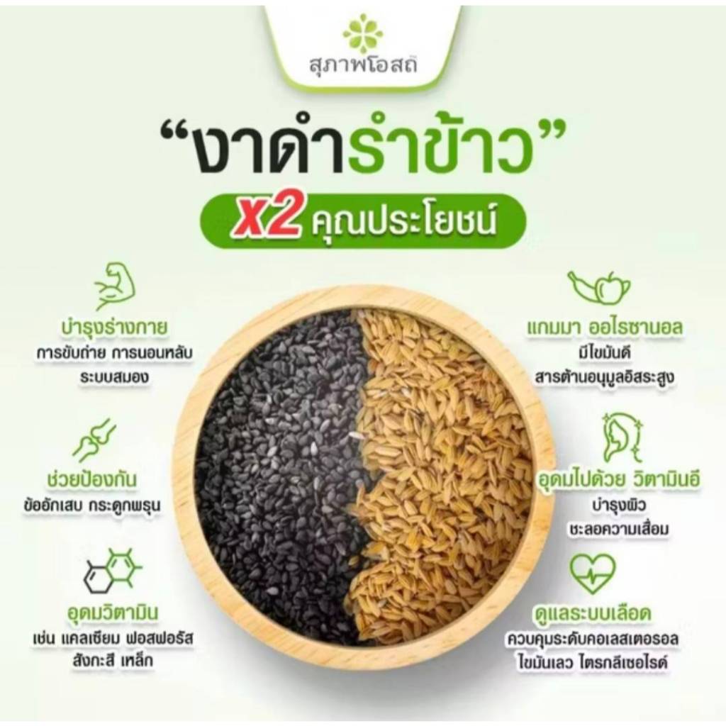 ( 1 กระปุก / 60 แคปซูล ) สุภาพโอสถ น้ำมันงาดำ น้ำมันรำข้าว BLACK SESAME OIL + RICE BRAN OIL BSRB - รูปที่ 3