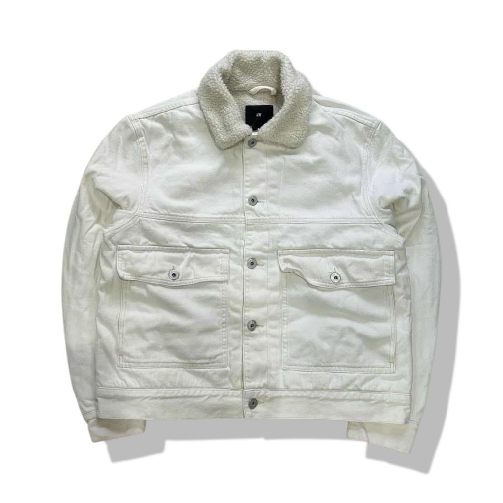 H&M Lined Borg-Collared Sherpa Denim Jacket รอบอก 47”