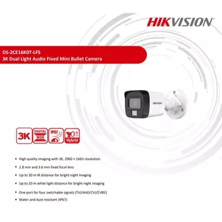 🔥ส่งด่วนทันที🔥 กล้องวงจรปิด HIKVISION DS-2CE16K0T-LFS 5MP Smart Hybrid Light มีไมค์ บันทึกภาพพร้อมเสียง ประกันศูนย์ 3 ปี