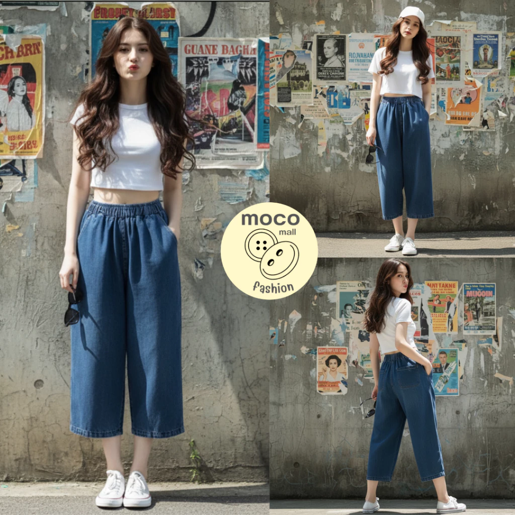 1746NEWSIZE/S-12XL [มี6สีไห้เลือก] กางเกงยีนส์7ส่วนสีกรมฟอกทรงสวยผ้าไม่หนาใส่สบายสไตล์เกาหลีน่ารักพร้อมส่ง
