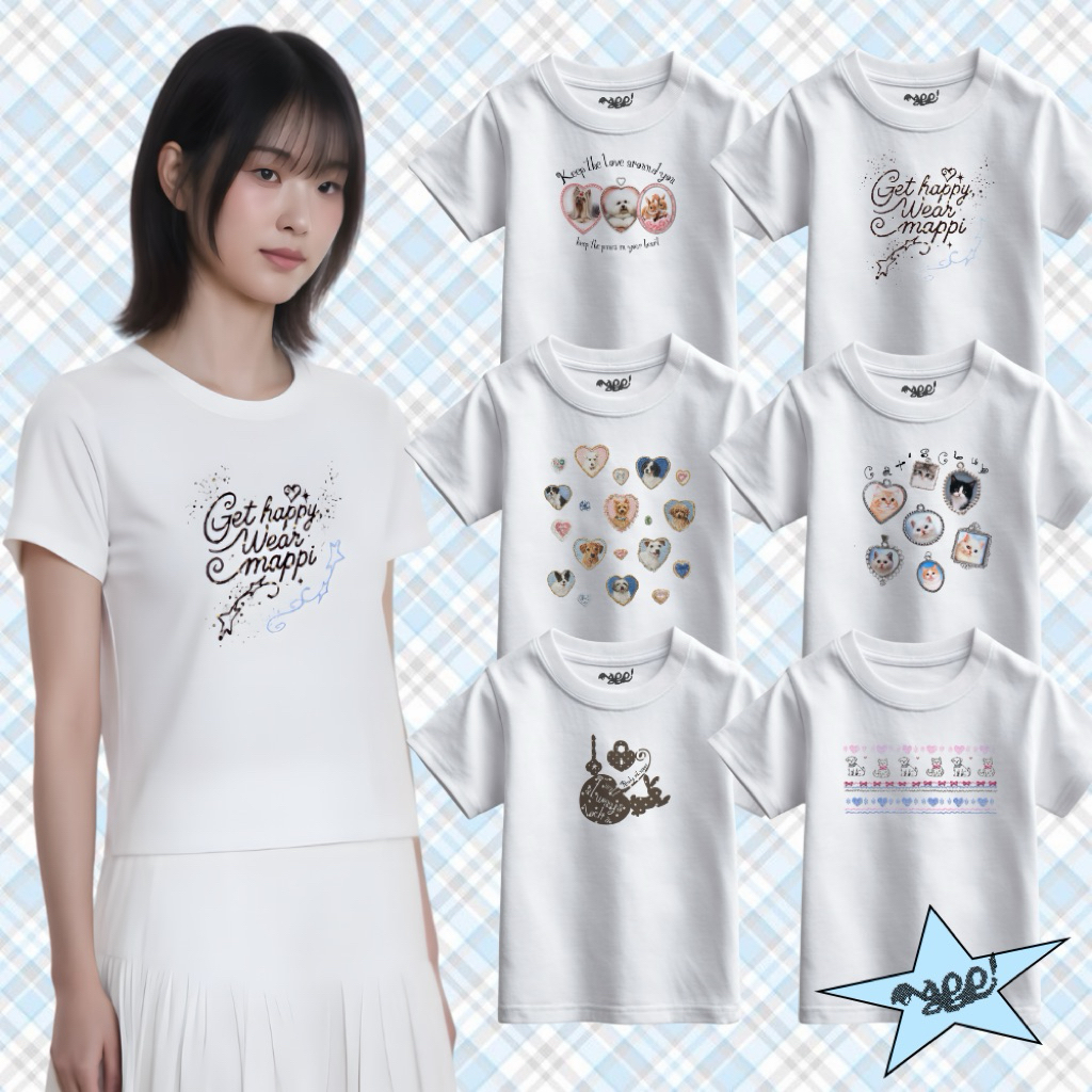 Mappi Softcore Feline Collection เสื้อยืดคิ้วท์ๆ ผ้าคอตตอน 100% มินิมอลน่ารัก มีไซซ์ Baby Tee / Free