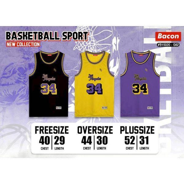 ฺฺBacon basketball เสื้อกล้ามบาส คอกลม เบอร์ 34 ผลิตและจัดส่งในประเทศไทย