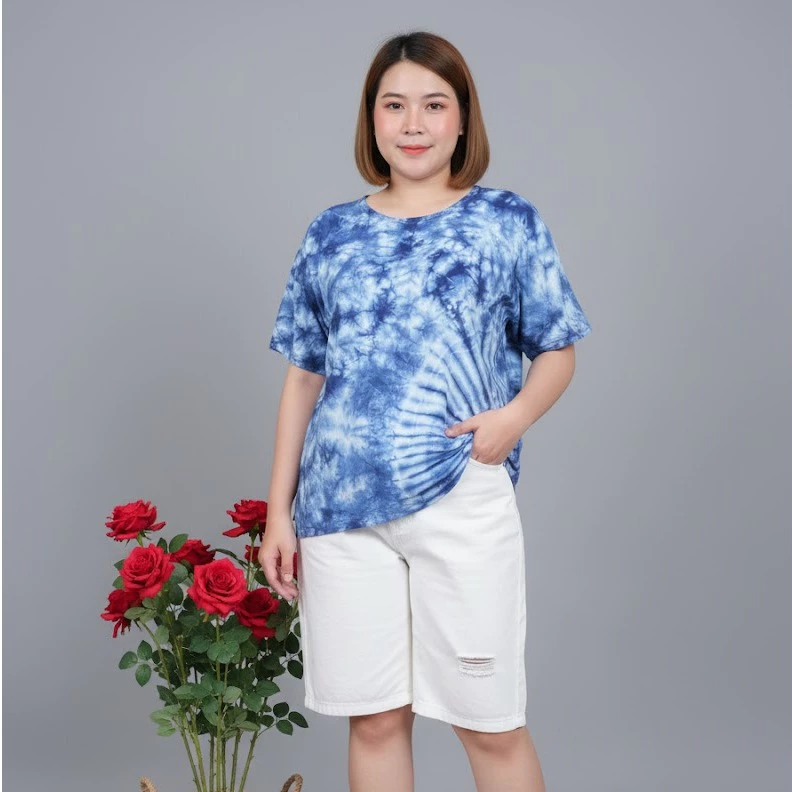 เสื้อเดี่ยวแขนสั้นมัดย้อม  ไซส์รอบอก 46-48 นิ้ว thumbnail 10