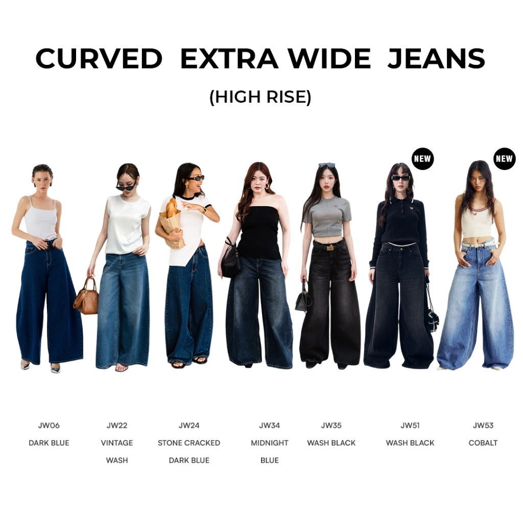Wara Curved EXTRA wide jeans high waist - 7 Colors