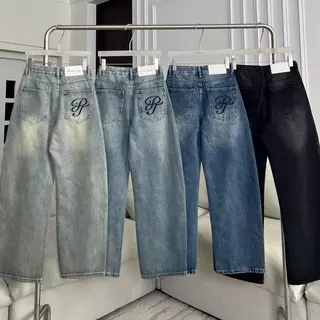 PTJ30303 Kris Barrel Slim กางเกงยีนส์ขากระบอกทรง Barrel ปัก PROMTHONG