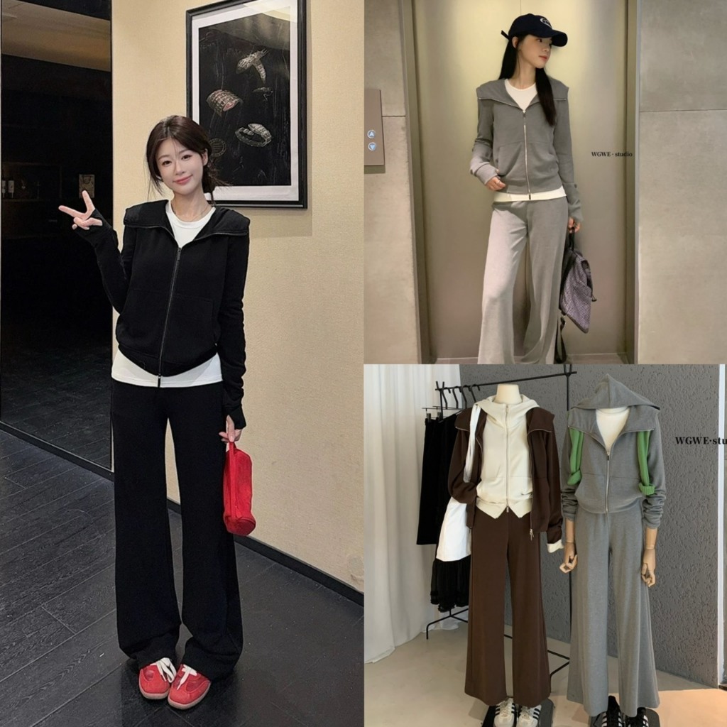 เซ็ท2ชิ้น เสื้อแขนยาวมีฮู้ด+กางเกงขายาวรุ่น 7815 TAG WG.WE 🇰🇷