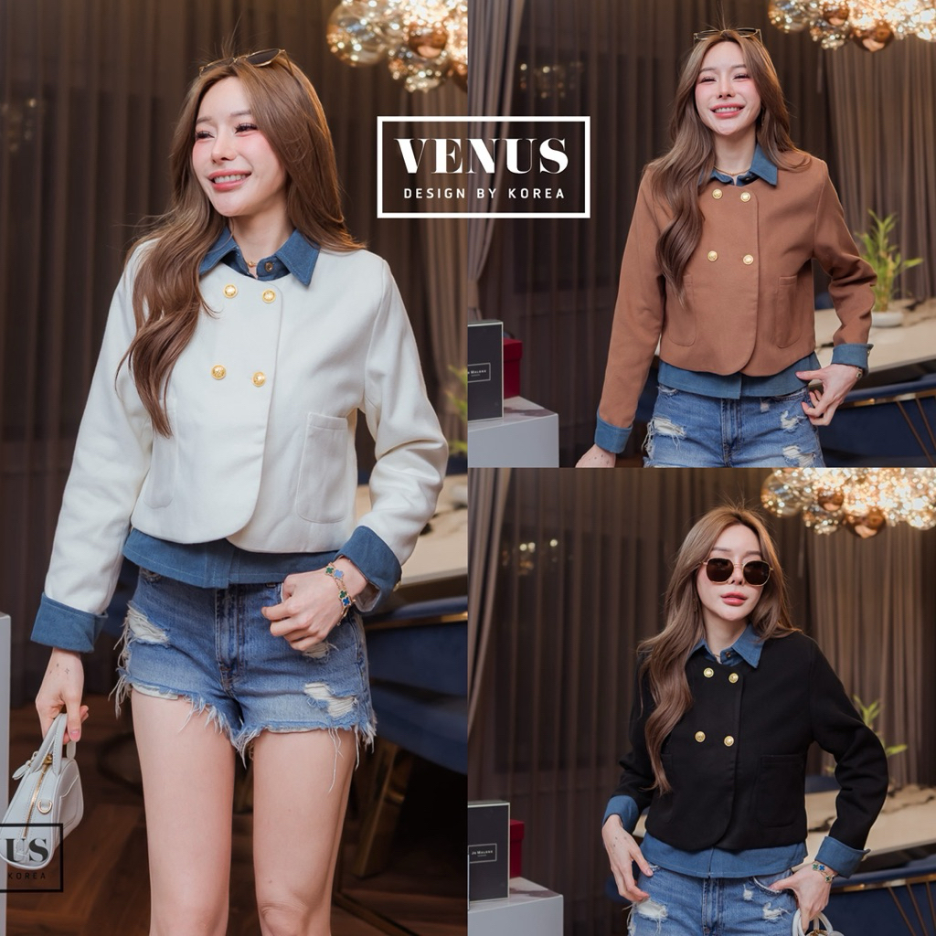 🌈🌿🌺🌸🌼🖤🧡🤍🇰🇷Jeans Collar Patch Wool Gold Button Long Sleeve Shirt