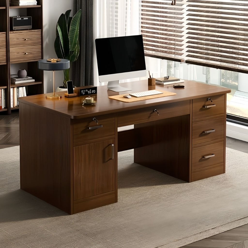 โต๊ะทำงานมีกุญแจล็อค โต๊ะคอมพิวเตอร์มีลิ้นชัก Computer Desk สวยไม้คุณภาพ แข็งแรง