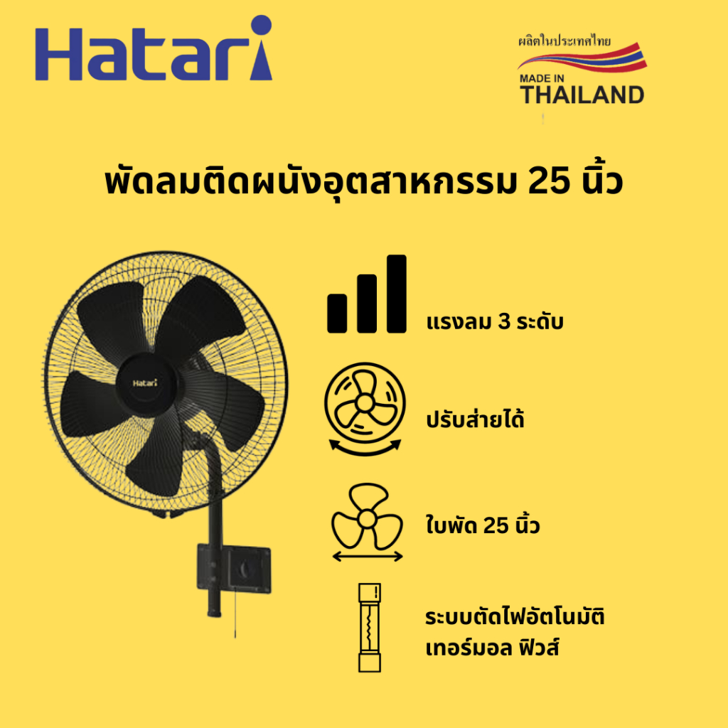 HATARI ฮาตาริ พัดลมอุตสาหกรรม ติดผนัง รุ่น IW25M1 ขนาด 25 นิ้ว