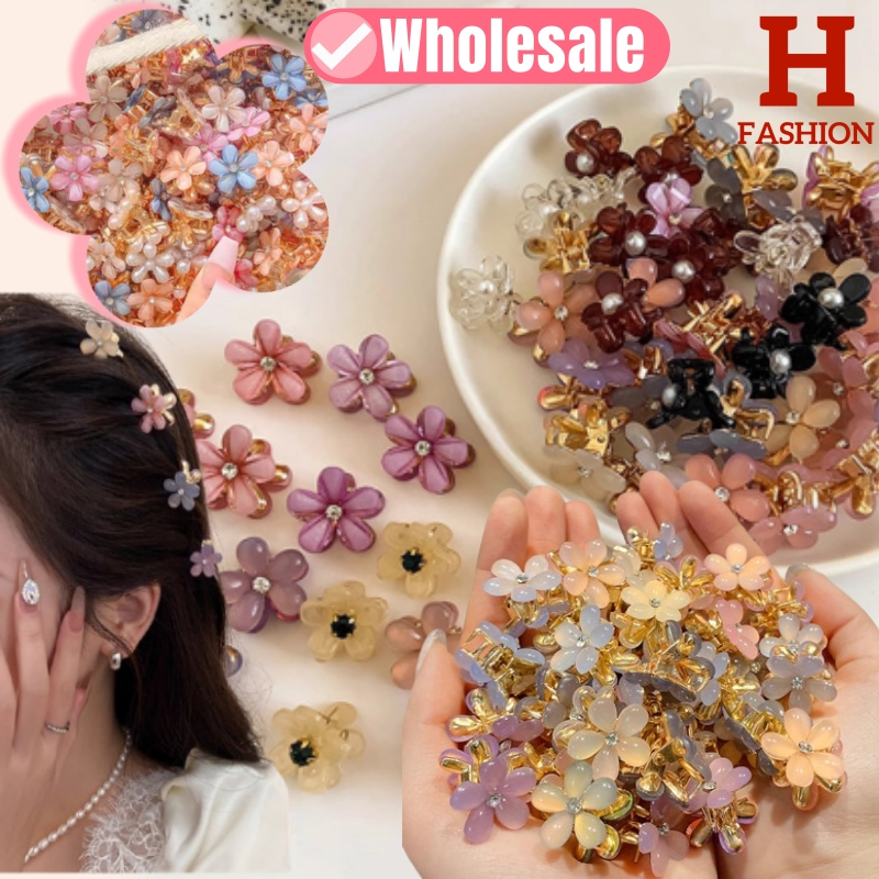 พร้อมส่งจากไทย กิ๊บแฟชั่น ลายดอกไม้ ตัวเล็กขนาด คาวาอี้2cm สีสีนสดใส (VO-28)