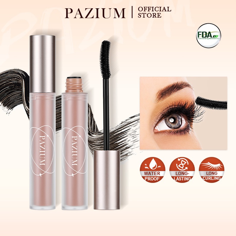 PAZIUM มาสคาร่า มาสคาร่ากันน้ำ ขนแปรงขนาดเล็ก ติดนาน กันน้ำ กันเหงื่อ FDA