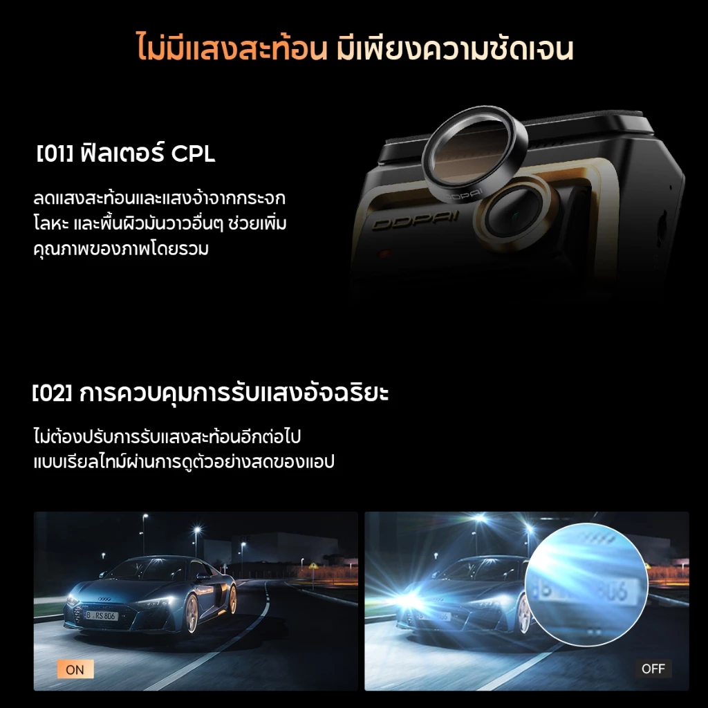 [New]DDPAI Z90 คุณภาพภาพ 4K UHD&HDR กล้องติดรถยนต์  AI Portrait & กล้องภายใน IR โหมดเฝ้าระวังที่จอดรถ 3 ช่อง ADAS 2.0 thumbnail 6