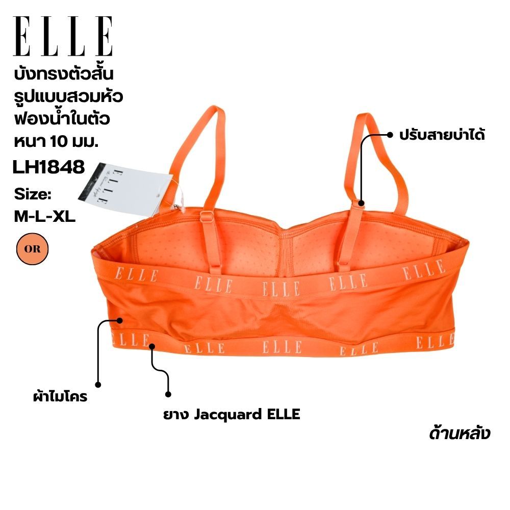 ELLE สินค้าแบรนด์ดังของแท้  เกาะอก /บังทรงตัวสั้น สวมหัว บรา 1/2 คัพ รุ่น LH1848 - รูปที่ 6