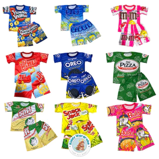 ชุดเสื้อ+กางเกงเด็ก 6เดือน-4ขวบ ลายขนม ลายมาม่า ลายการ์ตูน ชุดเด็กผ้าไมโคร ใส่สบาย