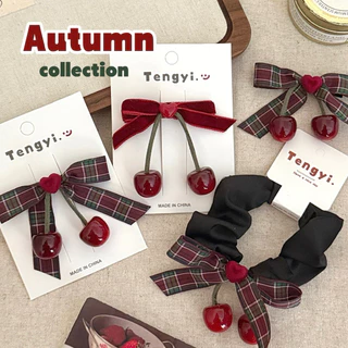 Cute 430 กิ๊บติดผม กิ๊บหนีบผม ยางมัดผมโบว์สก๊อตเชอรี่ ราคา/1ชิ้น
