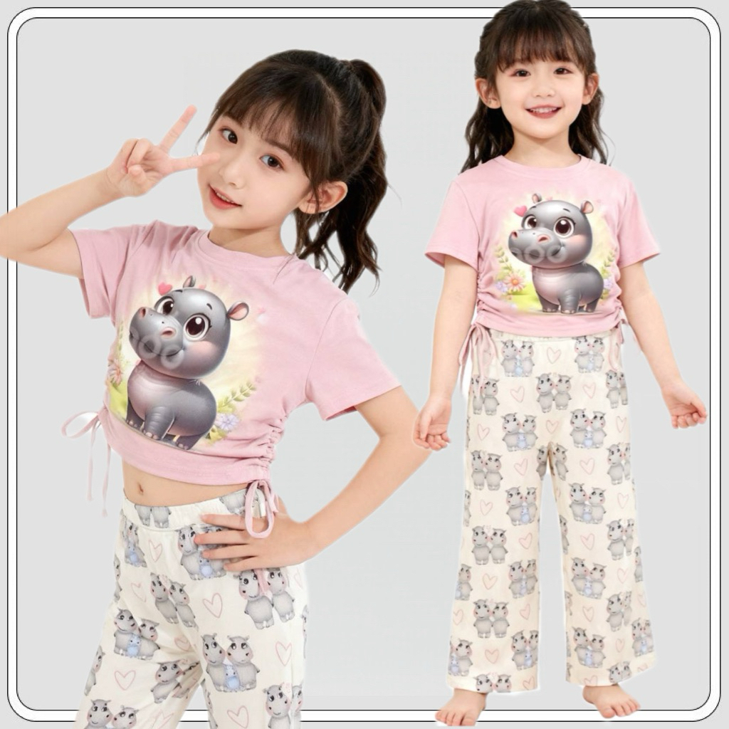 MC058 (มาใหม่) ชุดเซตลูกสาว 🦛 น้องหมูเด้ง กำลังฮิตเลยค่าแม่ๆ จัดเลย น่ารักมากกกก