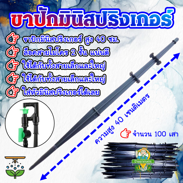 ขาตั้งมินิสปริงเกอร์ ‼️จำนวน 100 ชิ้น‼️ ยาว 40 ซม. รุ่นล็อค 2 ชั้น เสาปัก ขาปักมินิสปริงเกอร์