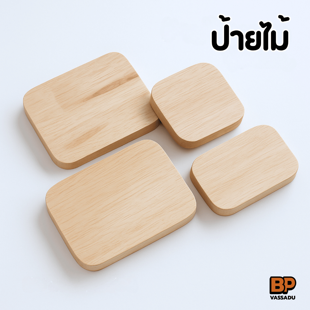 ป้ายไม้พาราประสาน หนา 16 มิล เหมาะสำหรับงานกสรีน หรือเป็นของตกแต่ง