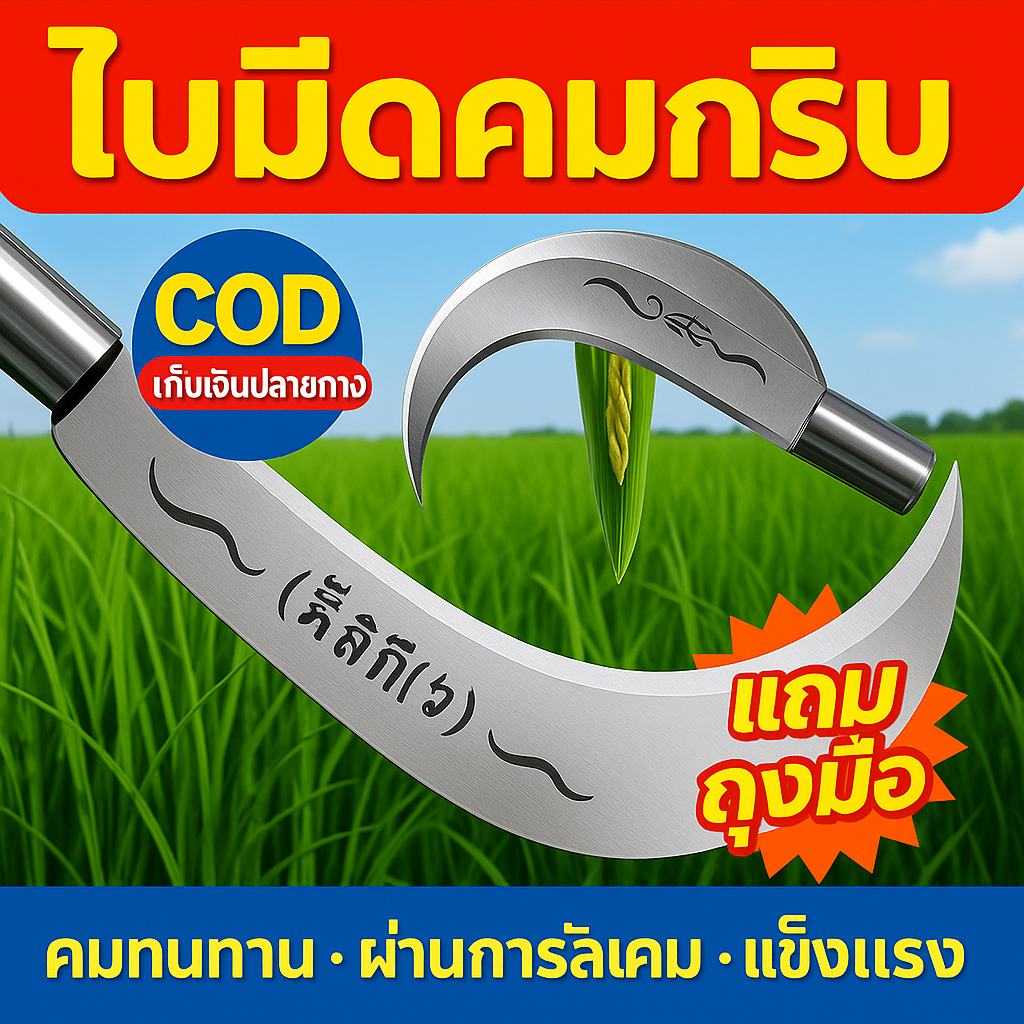 【จัดส่งจากกทม】เคียวเหล็กแมงกานีส มีดตัดหญ้า มีดพร้า ใบมีดคม เคียวเกี่ยวข้าว เคียวตัดกิ่งไม้ ทำสวน ถางหญ้า นำเข้าจากเยอรม