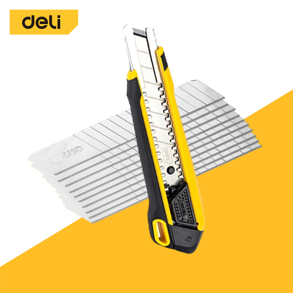 Deli คัตเตอร์ มีดคัตเตอร์ คัตเตอร์จิ๋ว คัตเตอร์ 18mm ใบมีดคม อเนกประสงค์ พกพาง่ายๆ มีดคัทเตอร์โลหะผสมเหล็ก Cutter