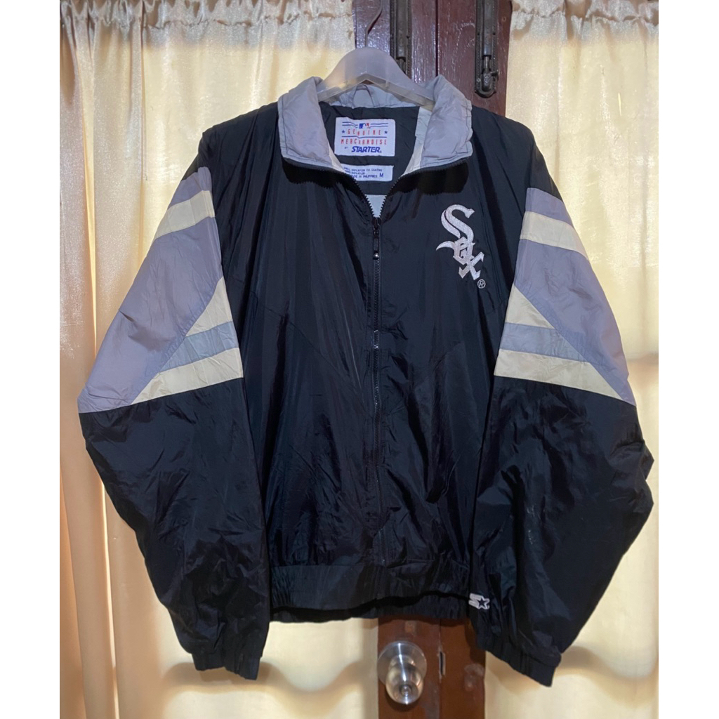 เสื้อ Retro Chicago White Sox STARTER Zip Up windbreaker Coat Jacket มือ2 ไซร้M อก 27นิ้ว ยาว 27นิ้ว