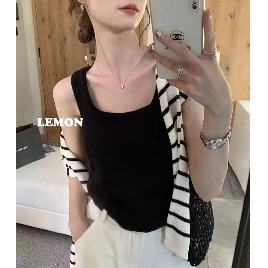 YUKI-CF0696 (V64) เสื้อกล้าม ''ผ้าไหมพรมเกรดเอ'' เนื้อผ้านิ่มใส่สบาย สีพื้นเข้าชุดง่าย