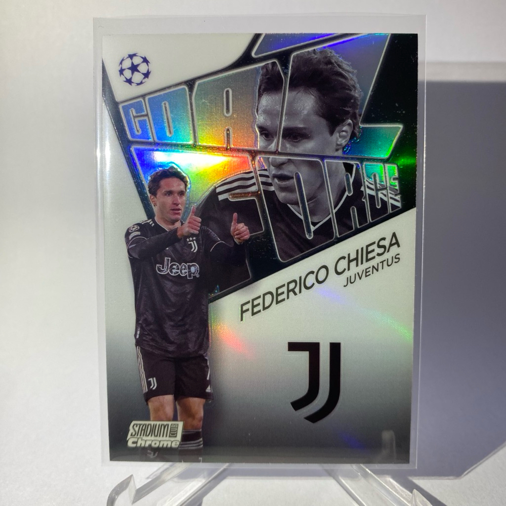 การ์ดนักฟุตบอล FEDERICO CHIESA, JUVENTUS, GOAL FORCE , TOPPS STADIUM CHROME 2023