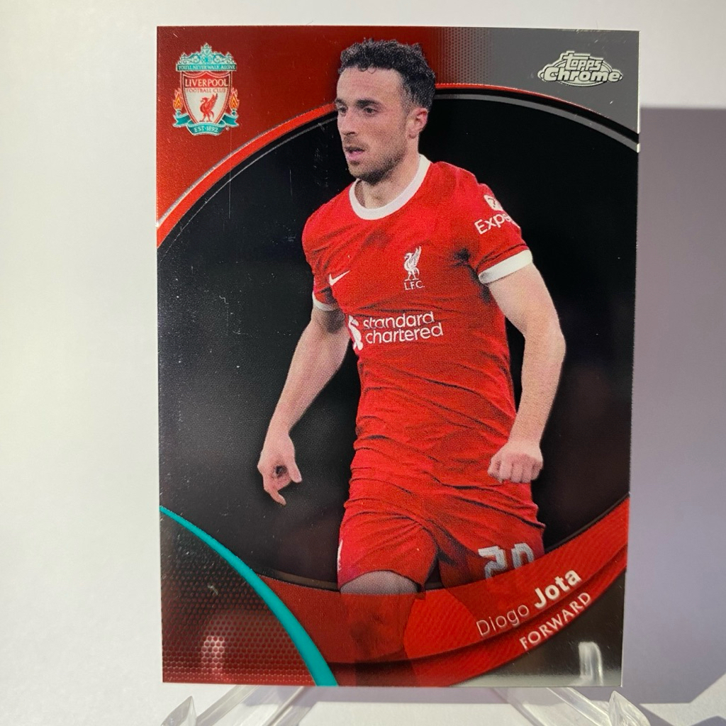 การ์ดนักฟุตบอลสำหรับสะสม DIOGO JOTA , LIVERPOOL, TOPPS CHROME 2024