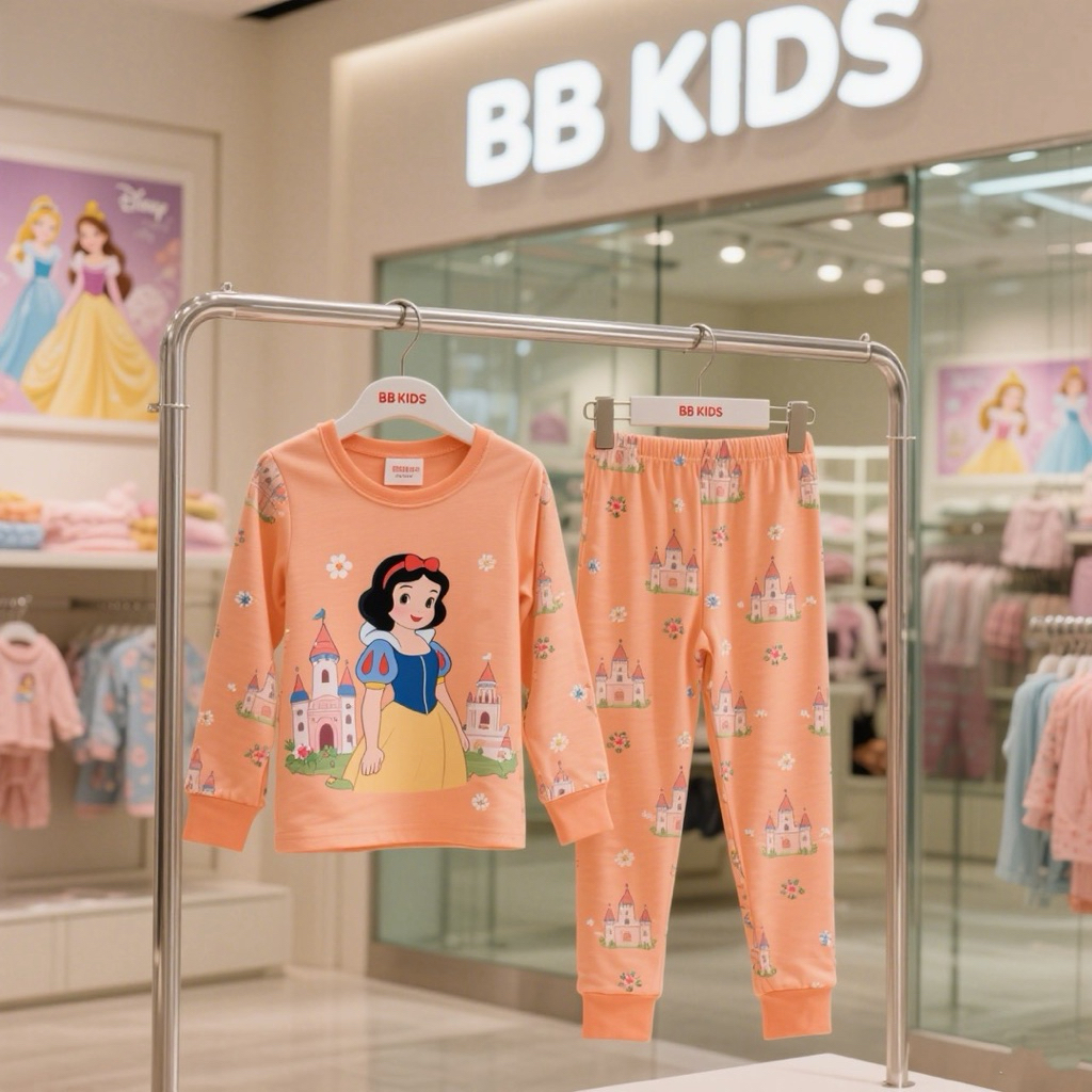ชุดนอนเด็กพร้อมส่งในไทย งาน BB Kids ชุดนอนเด็กเจ้าหญิงแขนยาวขายาวน่ารักสีสวย