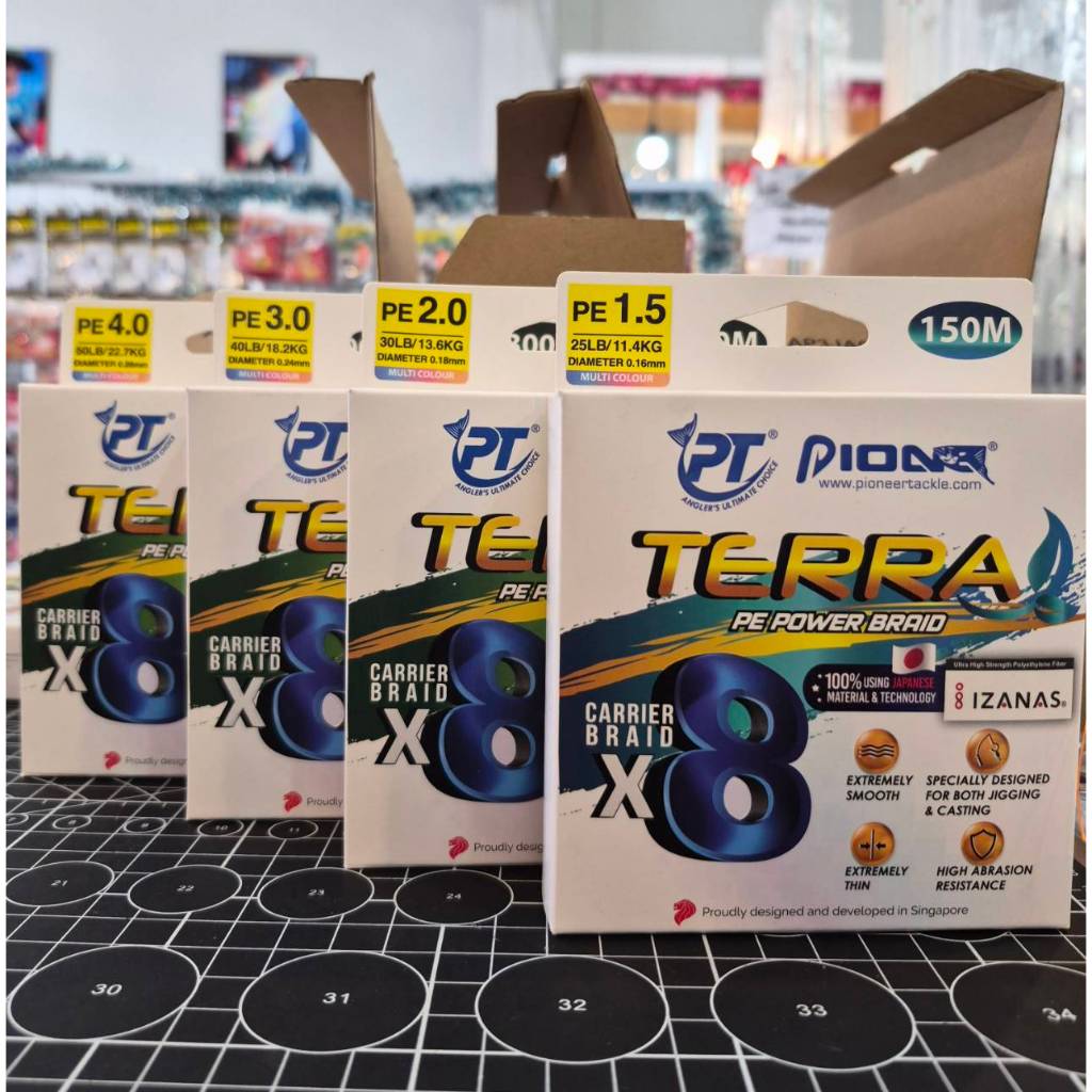 สายพีอี Pioneer Terra X8(ตัวใหม่ล่าสุด) เบอร์1.5-2-3-4 ยาว150-300เมตร ผลิตจากเส้นใยโพลีเอทิลี IZANAS