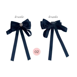 พร้อมส่งค่ะ โบว์ดำ เข็มกลัดติดคอเสื้อแบบสุภาพ ประดับด้วยมุก