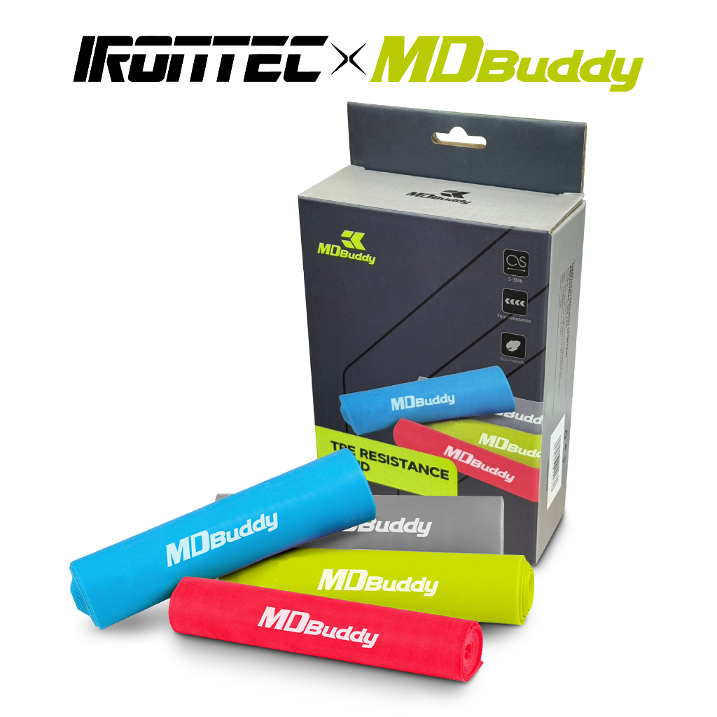 MDBuddy ชุดแผ่นยางยืดสำหรับ พิลาทิส โยคะ Resistance Band 4 ขนาด (MD1318) - เครื่องออกกำลังกาย แบรนด์ IRONTECXMDBuddy