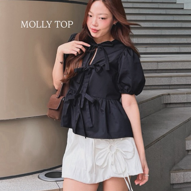 TheBlancPale : Molly top เสื้อผูกโบว์