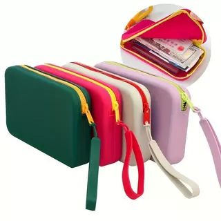 [JZ07] กระเป๋าเก็บของซิลิโคน สีทูโทน ทรงสี่เหลื่ยม กระเป๋าเครื่องสำอาง กระป๋าใส่เหรียญ-ใส่แบงค์