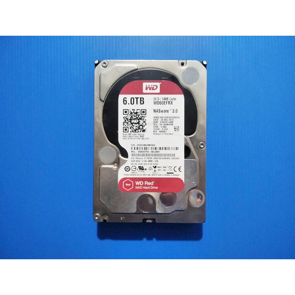 HDD WD RED  6TB ขนาด 3.5"  5700RPM ( WD60EFRX ) สินค้ามือสองรับประกัน 1 เดือน