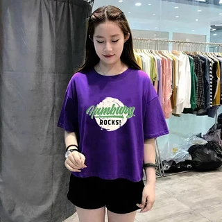 เสื้อครอปสาวอวบน่ารักๆ oversize เสื้อผ้าไซส์ใหญ่ ไตล์เกาหลีแฟชั่น เสื้อยืดลายการ์ตูนสวยผู้หญิงแบบหลวมกําลังฮิตใหม่ล่าสุด