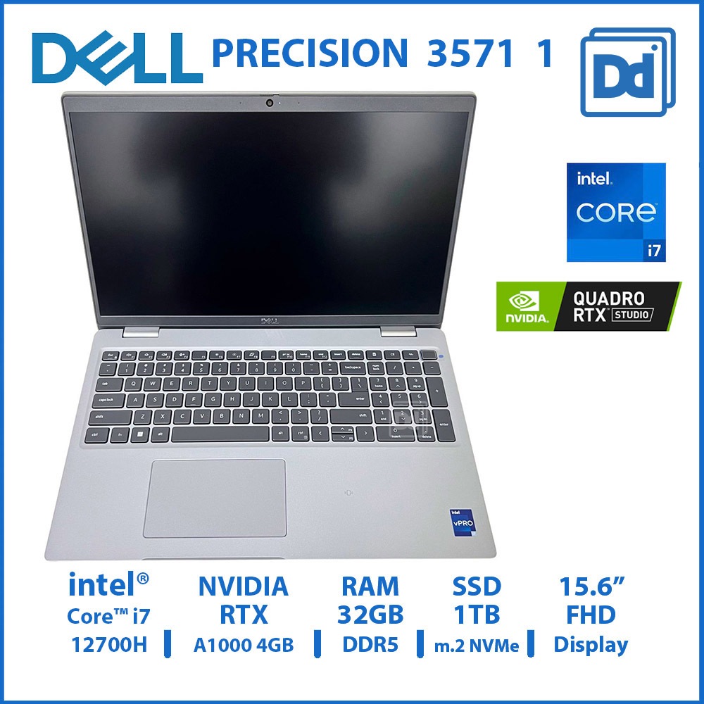 DELL PRECISION 3571 INTEL i7-12700H NVIDIA Quadro RTX A1000 4GB RAM 32GB NVMe 1TB USED 1 โน๊ตบุ๊คทำง