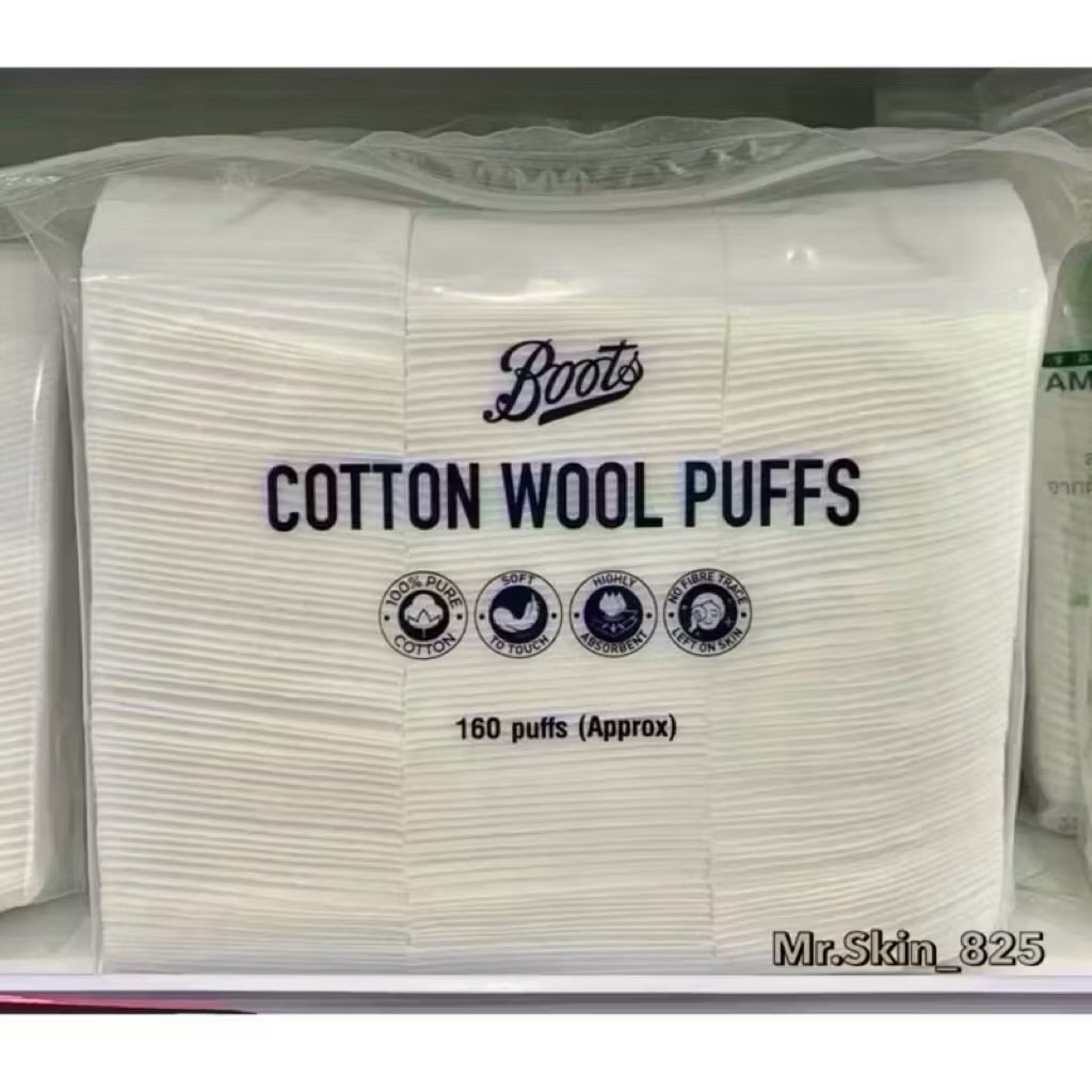 พร้อมส่ง🎊สำลีเช็ดเครื่องสำอาง Boots cotton wool puffs สำลีแผ่นรีดขอบ 160 แผ่น
