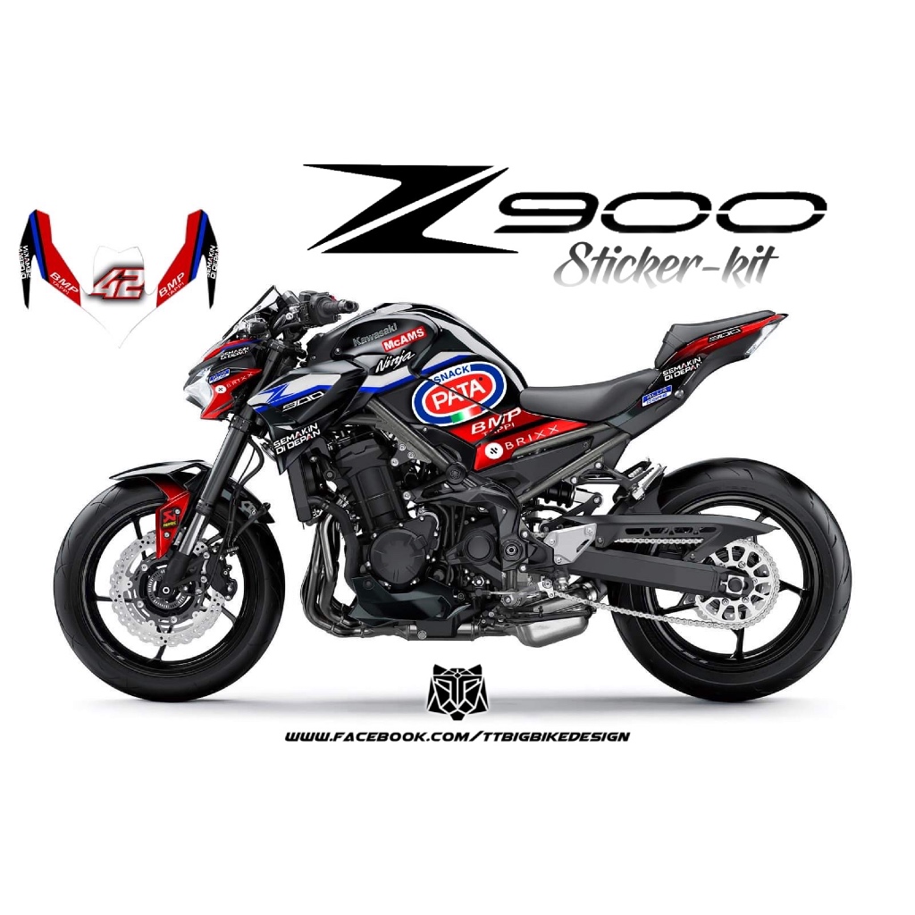 TT BIGBIKE DESIGN ชุดสติ๊กเกอร์แต่งลายรถ สำหรับ Z900 (2020-2024) ลาย TT SPT RACING