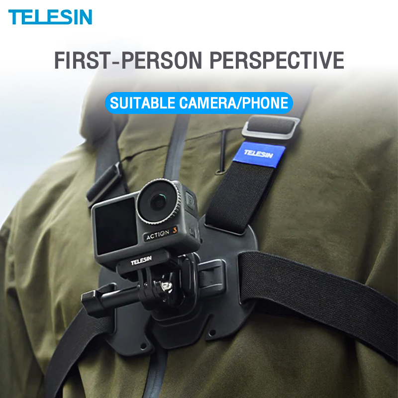 TELESIN รุ่นใหม่ สายคาดอก สายรัดหน้าอก Gopro / DJI Osmo / Insta360 Chest Strap Mount Vest Chest Belt