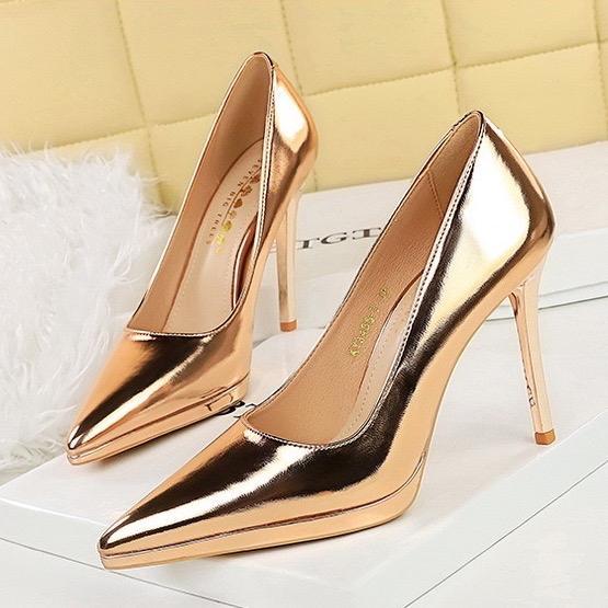 3255-7,-1 รองเท้าคัชชู หนังมัน สูง11cm(4.5นิ้ว เสริมหน้า0.5นิ้ว)