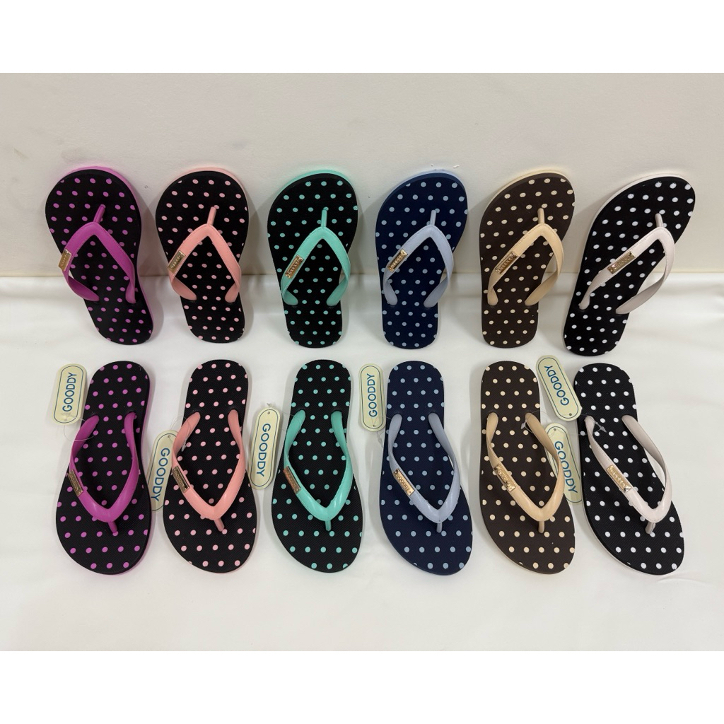 Bwr 50 รองเท้าแตะฟองน้ำแฟชั่น by GOODDY รุ่น ลายจุดหูหนีบอะไหล่GOODDYข