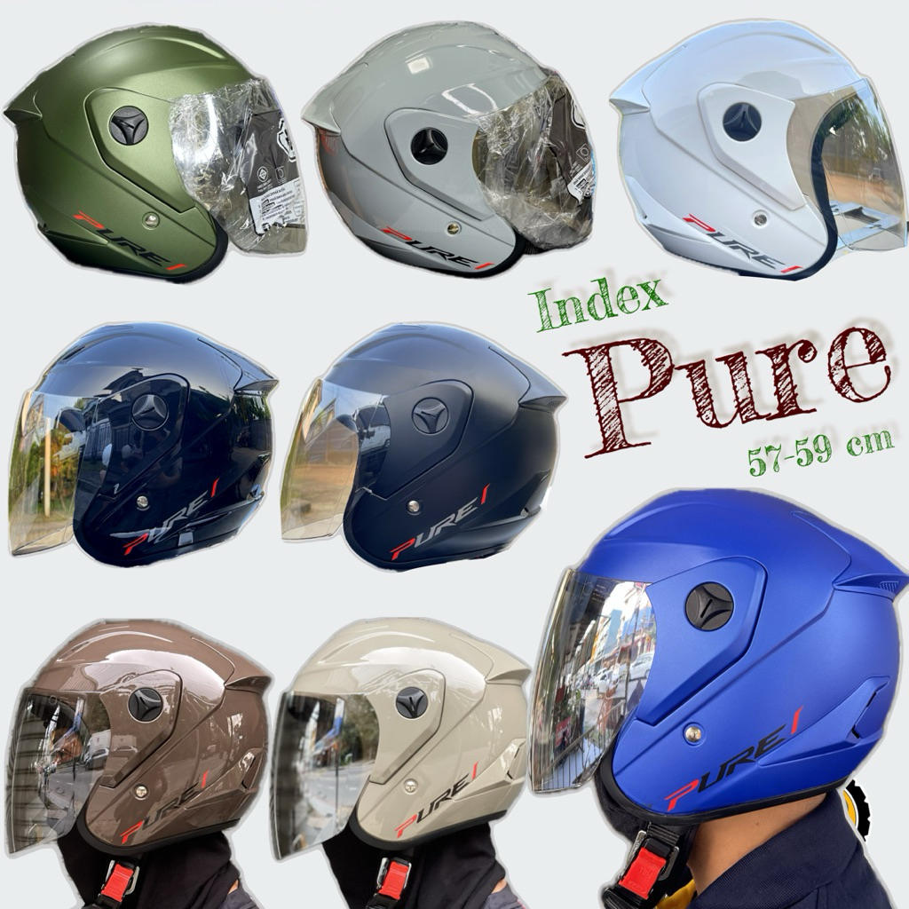 หมวกกันน็อค Index Pure ทรงเปิดหน้า กระจกสีปรอทอ่อน