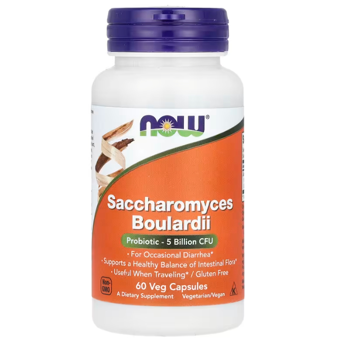 NOW Supplements, Saccharomyces Boulardii, 5 Billion CFU Probiotic, 60 Veg Capsules
