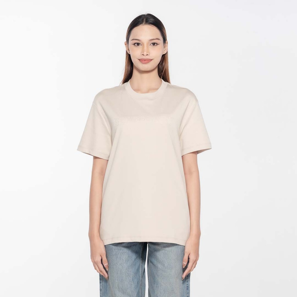 เสื้อยืด Bearbeary รุ่น TS-68912 แขนสั้น คอกลม ปัก BEARBEARY แบบเส้นประ เส้นใย Cotton Spandex ผิวสัม