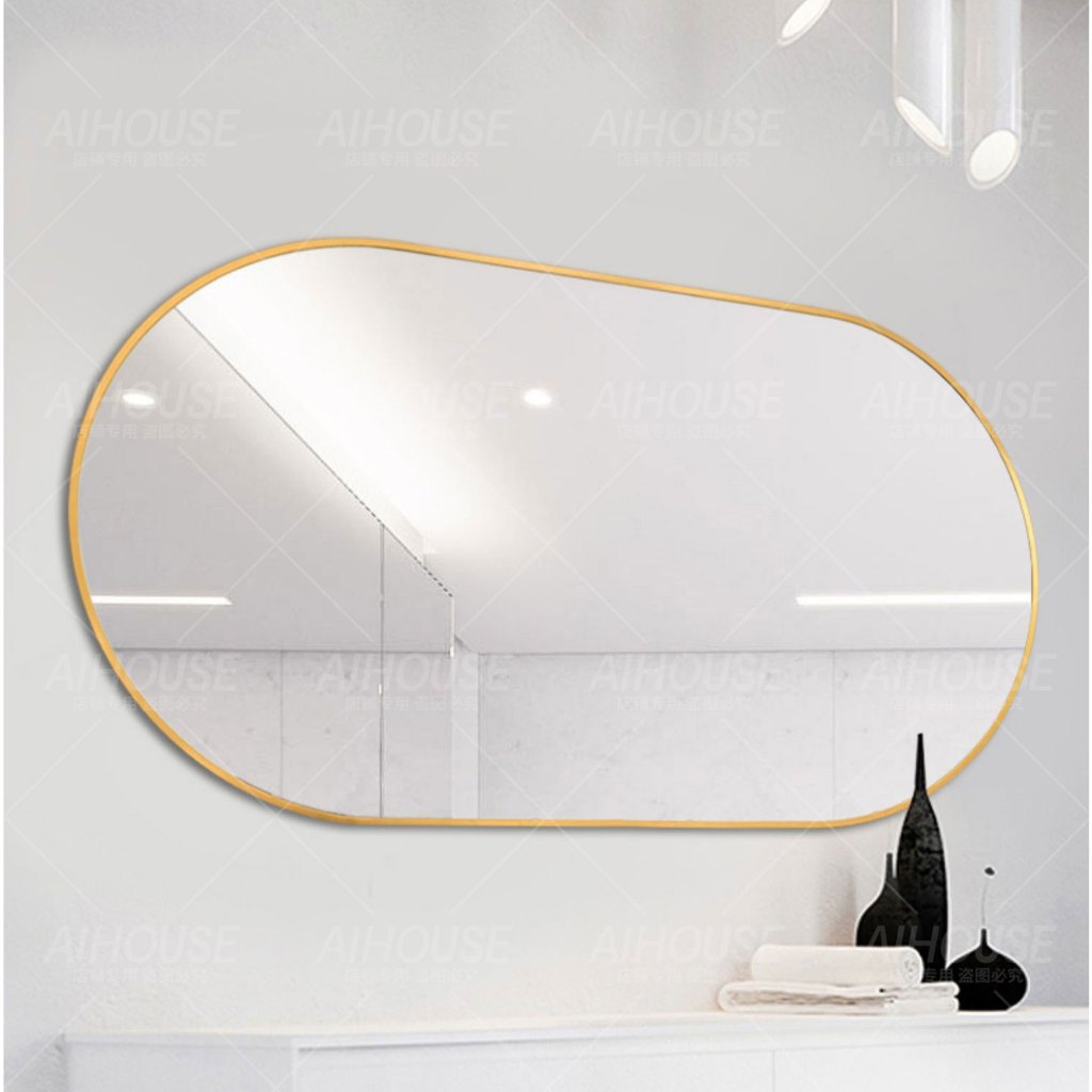 AiHouse กระจกแท้ 70cm 80cm กระจกห้องน้ำ บานใหญ่ กระจกติดผนัง กรอบ​สวย ผิวเรียบสนิท
