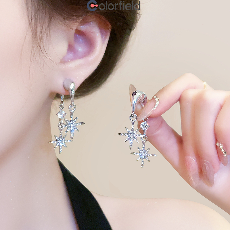 Colorfield S925 ต่างหู แปดเมืองสิงห์ ประดับเพทาย เกาหลี ระดับไฮเอนด์ สำหรับผู้หญิง เหมาะกับของขวัญ-COD💖