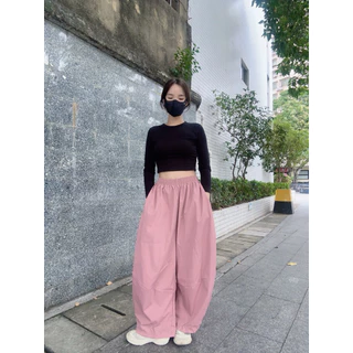 กางเกงทรงกระบอกใหญ่ ผ้าหนานุ่ม อยู่ทรง ยับยาก ไม่พริ้ว ชาย หญิงใส่ได้ 1629#
